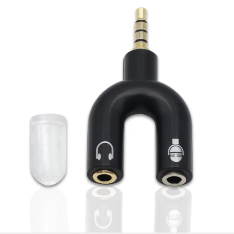 Позолоченные разъемы 3 5 мм аудиоадаптер U образной формы с двойным разъемом для