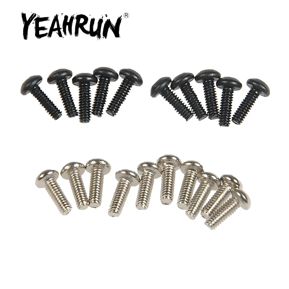 

YEAHRUN 10Pcs Black/Silver Metal M2 x 6mm Hex Socket Round Button Head Screws for 1/10 RC Crawler Car Model Toys Tools