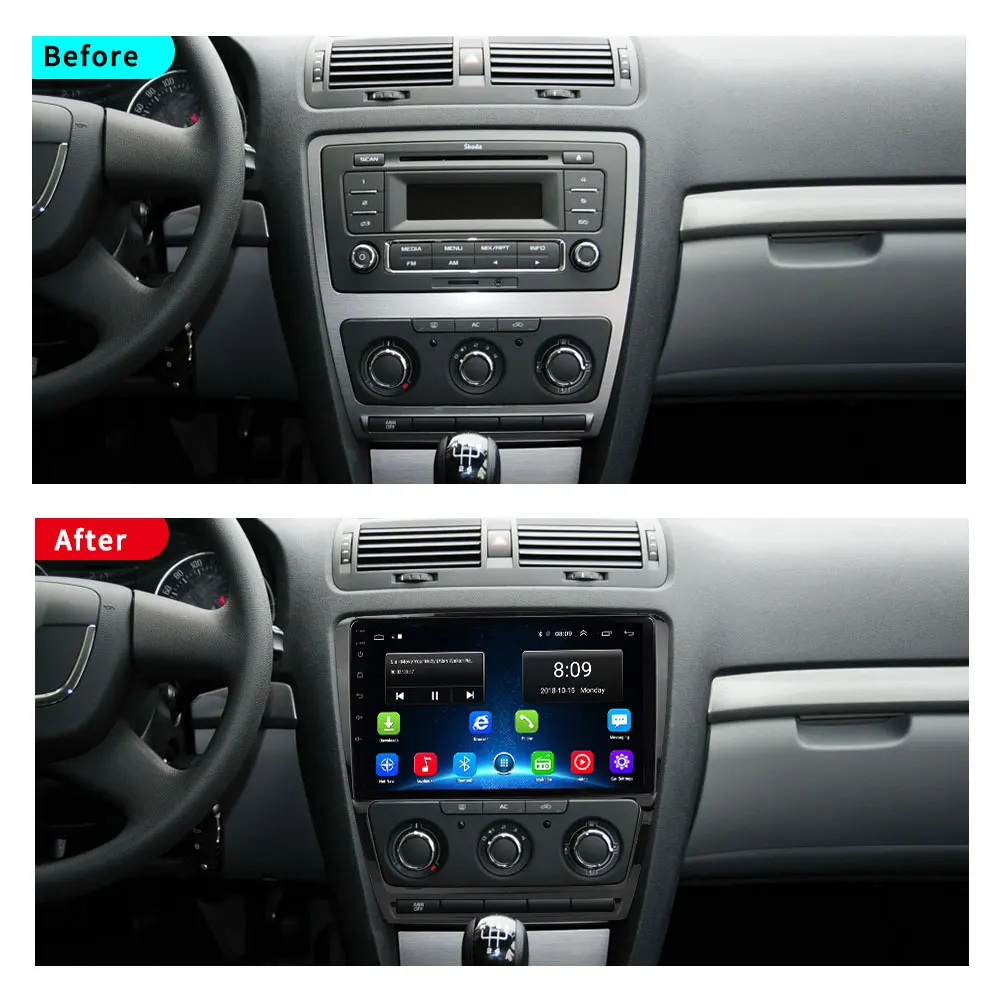 Android автомобильное радио 10 1 ''IPS 2din мультимедийный плеер для SKODA Octavia 2 2011 2013 A5