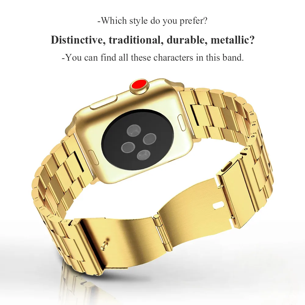 Ремешок из нержавеющей стали для Apple Watch 42 мм 38 Металлические звенья Браслет Смарт