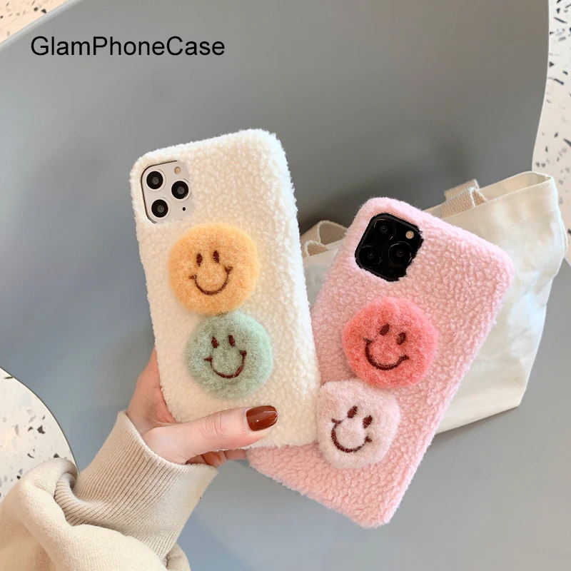 GlamPhone чехол смайлик плюшевый для телефона iPhone11Pro Max/diamond X XS Max XR Мягкая силиконовая