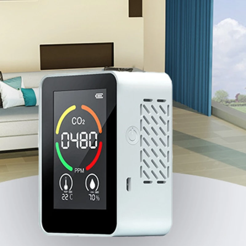 

Multifunctional 5 in1 CO2 Meter Digital Temperature Humidity Sensor Tester Air Quality Monitor Carbon Dioxide TVOC HCHO Detector
