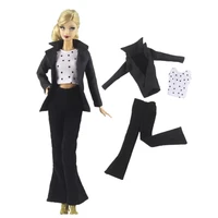 16 bjd clothes classic black office lady suit for barbie doll outfits noble gown tank coat jacket pants 16 accessories diy toy