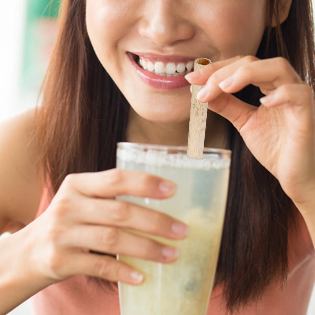 10 шт./компл. Бамбуковая солома многоразовая 20 см органические зеркальные