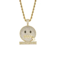 zipper shut up funny pendant necklace 18k gold plated lab diamond iced out cz chain bling fashion hip hop jewelry