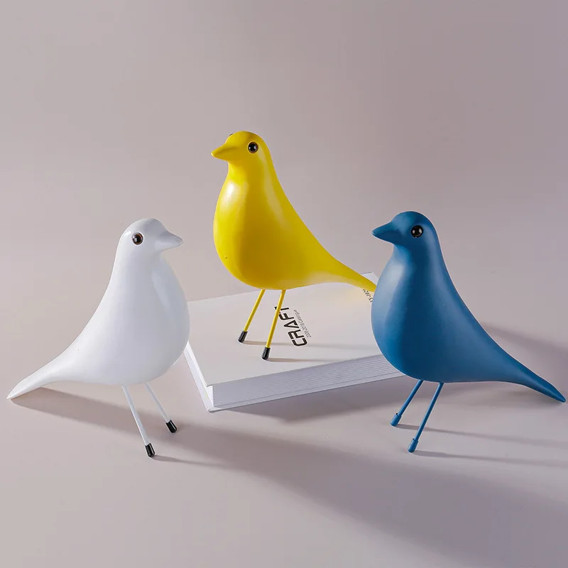 

Modern Bird Craft Wooden Sculpture Home Office Furnishing Artificial Colorful Bird Sculpture Creative Minimalism Decoration Gift