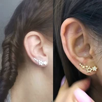 huitan new cute star dangle earrings women minimalist gift fashion versatile female accessories white zirconia jewelry wholesale