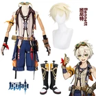 Игровой костюм для косплея Genshin Impact benнет, костюм с париком и обувью, униформа для Хэллоуина Одежда для карнавала, вечеринки для мужчин