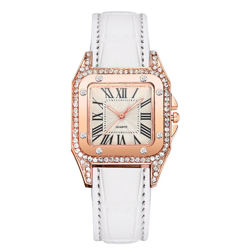 

2020 Sale Retro Women's Watch Korean Version Water Drill Fashion Student Quartz Real Belt For Square Diamond Female Wristwatch