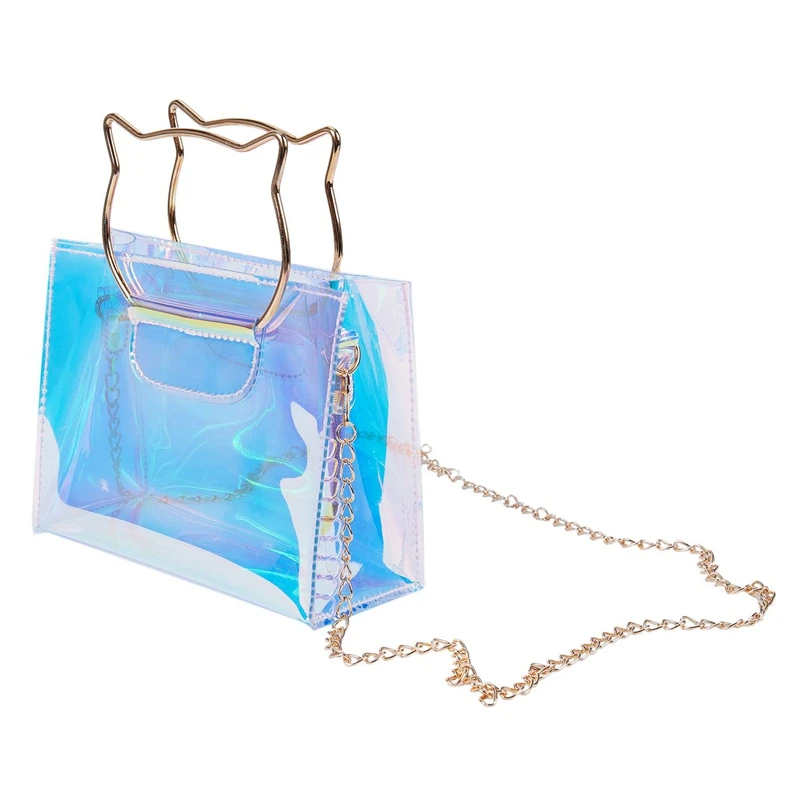 Женская голограммовая сумка через плечо с ручкой кошки прозрачная акриловая