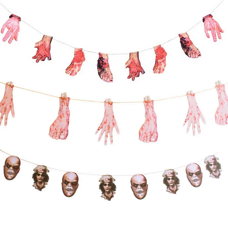 Хэллоуин ужас висит Вымпел кровавые руки привидениями вечерние украшения