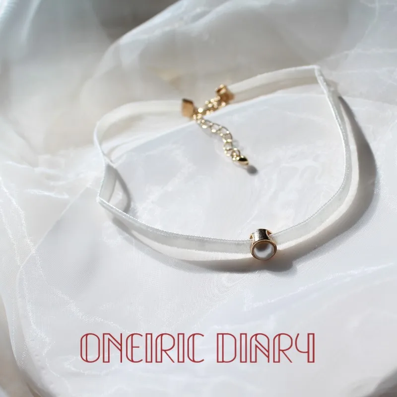 

ONEIRIC DIARY Spring New Fashion Texture Simple White Velvet Pearl Neck Chain Collarbone Chain Necklace For Woman