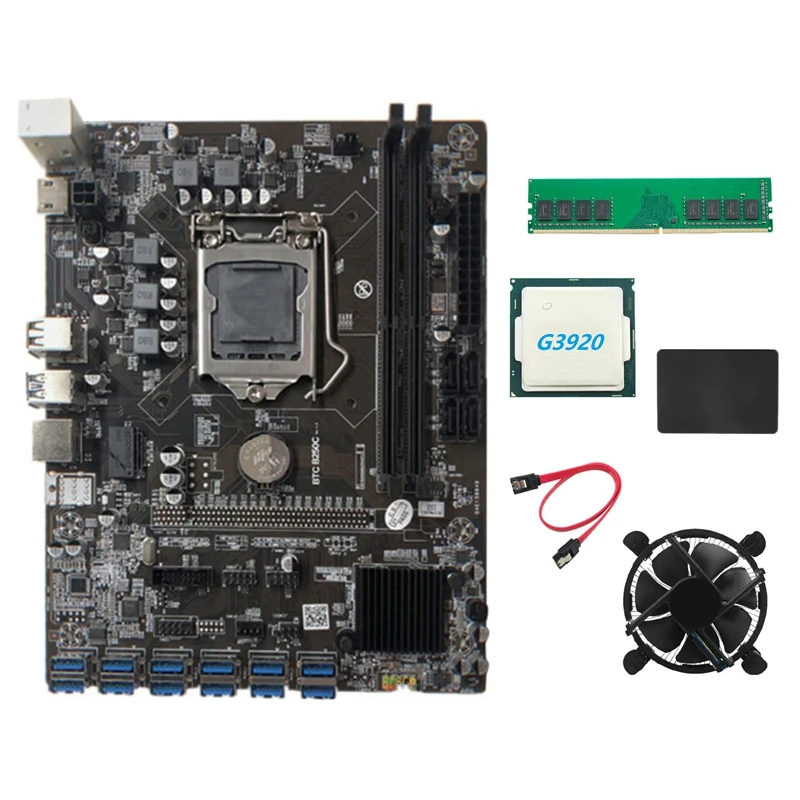 Материнская плата B250C для майнинга BTC + процессор G3920 вентилятор DDR4 4 Гб 2666 МГц ОЗУ