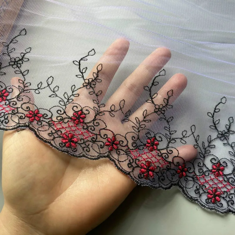 2 ярда/лот 25 см Цветочная сетка фиолетовая флуоресцентная вышивка