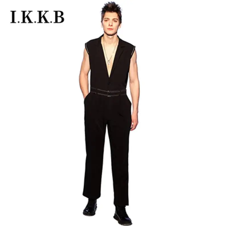 New European and American jumpsuit jumpsuit straight leg loose young man wide leg trousers overalls