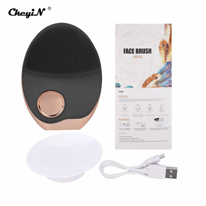 Ckeyin Мини электрическая ультразвуковая Беспроводная Очищающая щетка для лица
