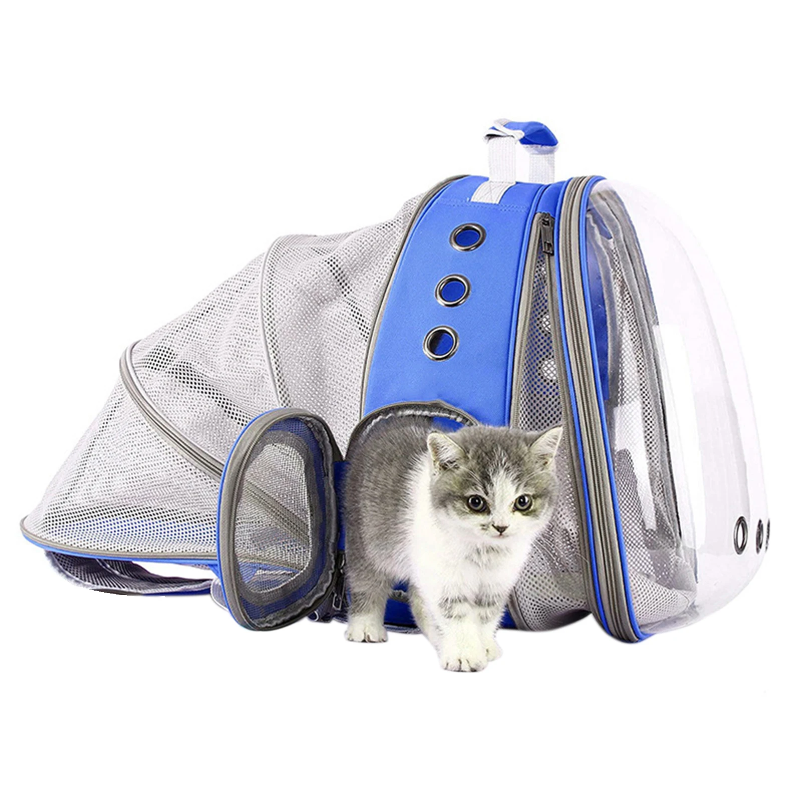 

New Cat Carrier Bag Portable Pet Bag Dual Expandable Space Capsule Clear Mesh Pet Backpack Double-shoulder Pet Diplomatic