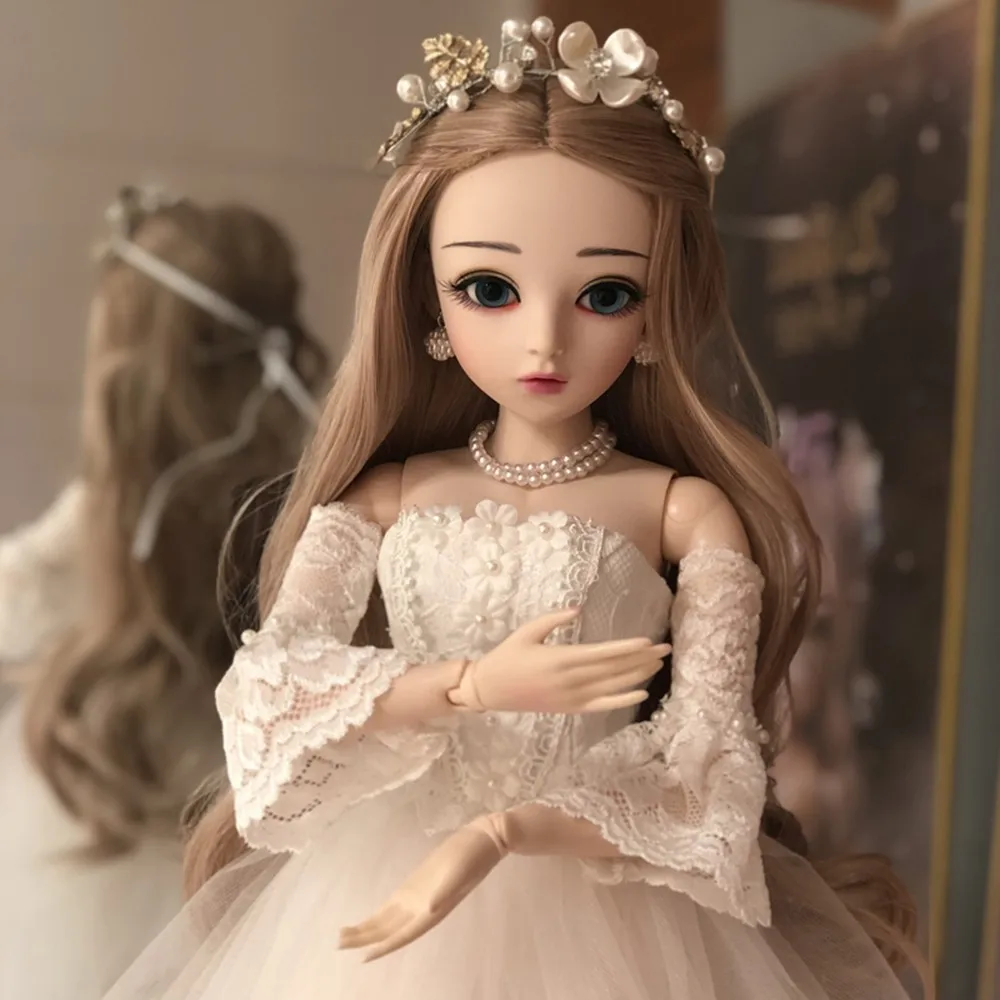 60 см BJD 1/3 куклы для девочек с свадебным платьем парики обувь макияж 100% ручная