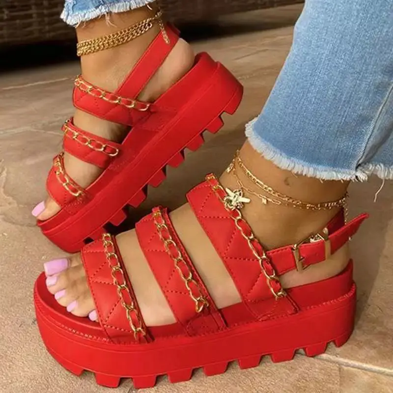 

2021 Sandals Comfort Shoes for Women High Heels Large Size Muffins shoe Clogs Wedge Suit Female Beige Buckle New High-heeled Sum