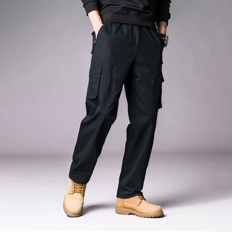 

Men's Casual Overalls Grey Loose Multi-Pocket Straight Casual Pants Plus Size Outdoor Jogger Sports Military Work Cargo Pants