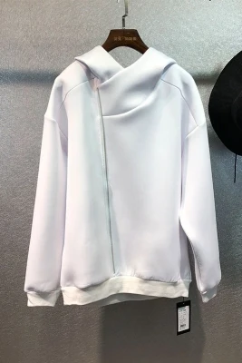 Autumn original dark wind personality Zipper splice hoodie male fashion brand loose pure color space cotton coat man