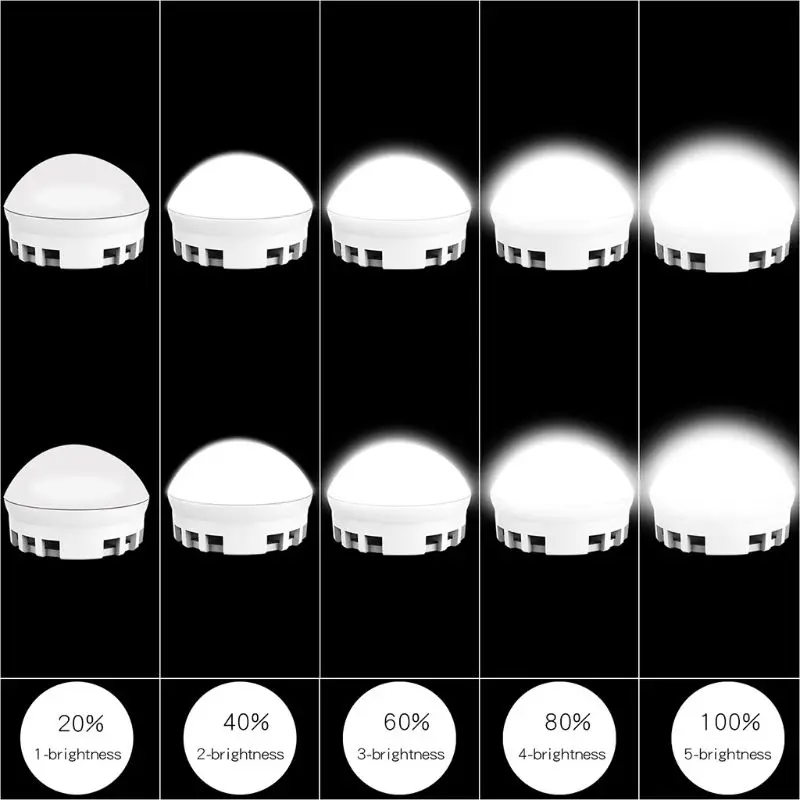 

10 светодиодный ных ламп для зеркала в туалетном столике, лампочки с 5 режимами яркости, регулируемая оссветильник ительная цепочка для туал...