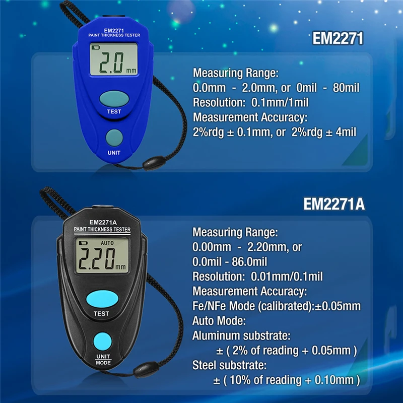 Upgrated EM2271 EM2271A цифровой мини автомобильный толщиномер тестер краски автомобиля толщиномер покрытия автомобиля измерительные инструменты
