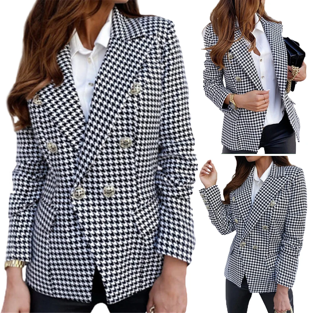 

Cotton Checked Slim jacket Office clothes for new year 2021 classic winter Women's elegant suit blazer and coat