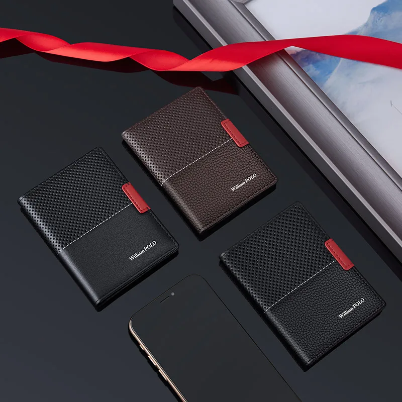 Leather Men's Card Bag Personality Card Holder Vertical Wallet Credit Card Cover High-grade Certificate Bag Short Style Fashion