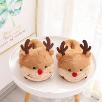 elk fuzzy slippers for women ladies house shoes slides winter female home indoor cute animal dog tiger hamster plush slippers
