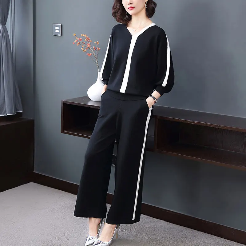 Спортивный костюм для женщин 2019 осенний Новый женский свободный большой размер