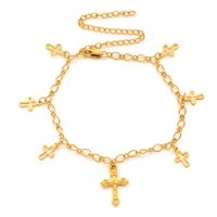 jesus leg chain cuba cross bracelets for couples fashion mens womens metal charm bracelets jewelry gifts