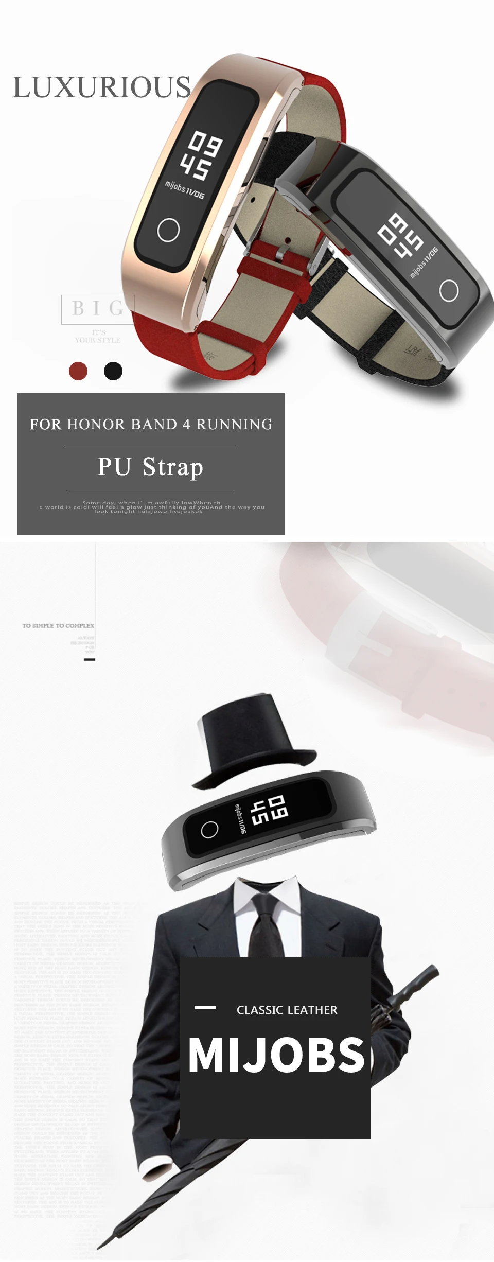 Mijobs пояса из натуральной кожи ремешок для huawei Honor Band 4 бег ремешок часы браслет для Honor Band 4 бег умный Браслет