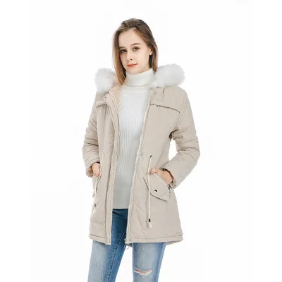 

winter Autumn and version Korean thickened large wool collar medium and long style cotton-padded jacket warm cotton suit with ve