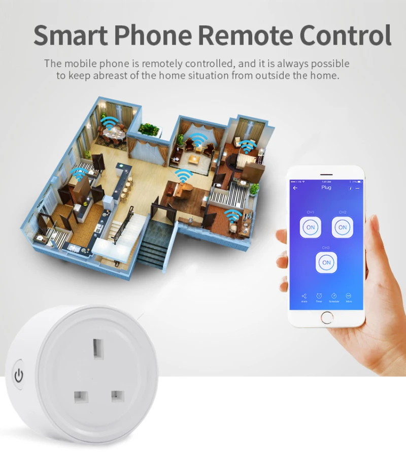 WiFi Smart Plug Home UK Socket Voice Control Power Timing eWeLink Switch Google App Compatible With Amaz0n Alexa | Электроника