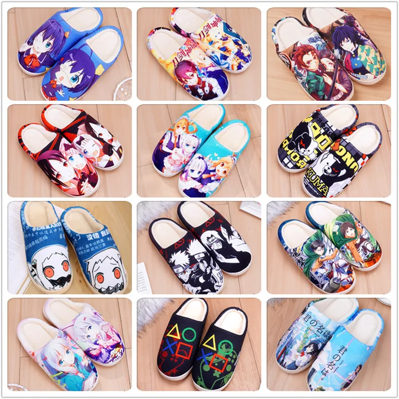 Anime Demon Slayer Monokuma Sword Art Online Cosplay Cotton Slippers for Spring and Autumn Indoor Non-Slip Home Unisex Shoes