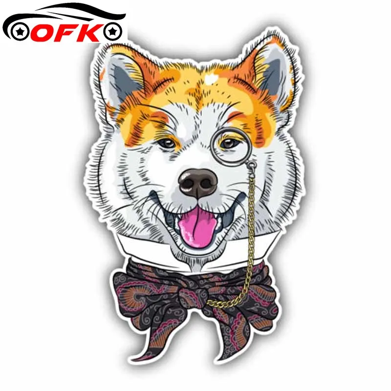

Hot Sell Personality Wear Glasses Akita Inu Dog Car Stickers Accessories Motorcycle Sunscreen Waterproof PVC 15cm*10cm
