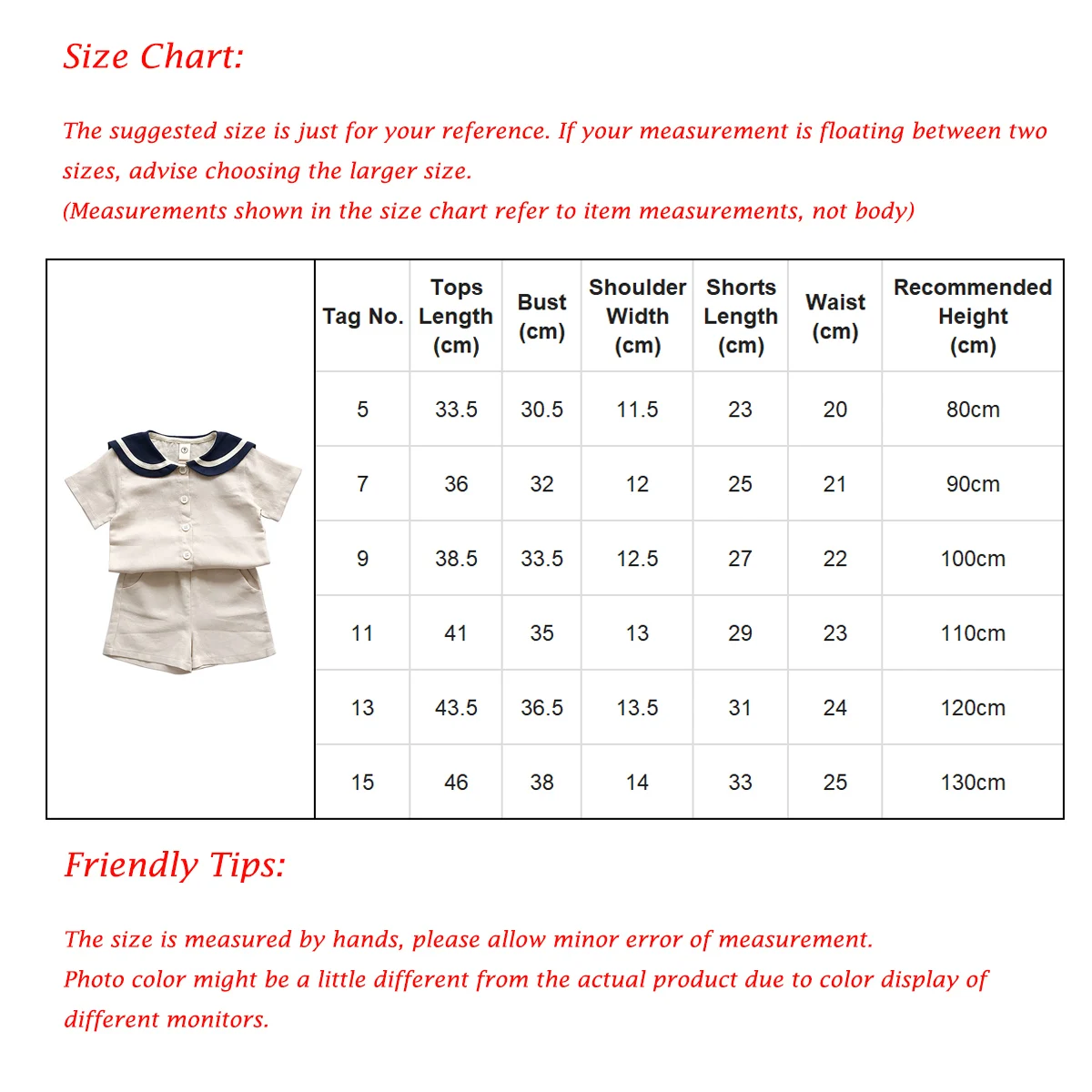 

Baby Twins Clothes Japanese And Korean Navy Style Kids Sailor Collar T-shirt + Shorts 2Pcs Summer Clothing Sets Boys Girls Suit
