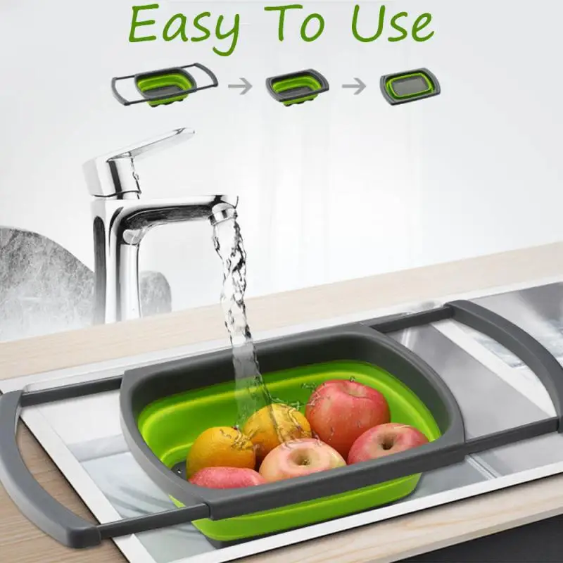 Складная корзина для слива Venlohome дуршлаг выдвижная мытья овощей с ручкой