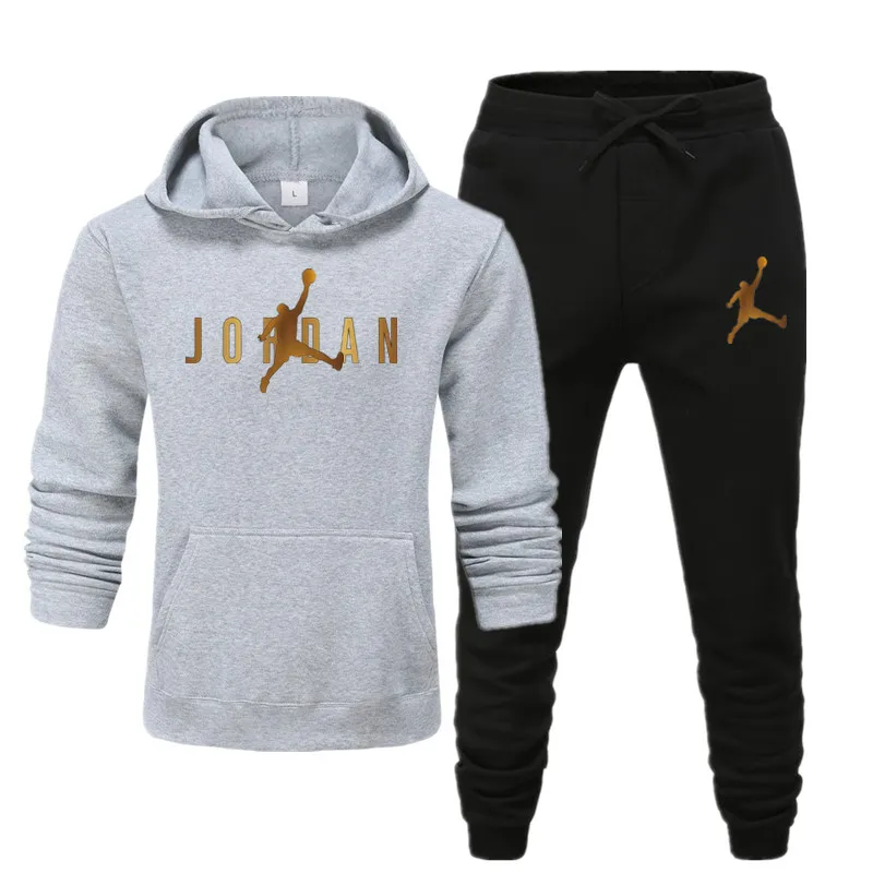 

2021 Jordan printed 2-piece sportswear men's hooded sweatshirt pants pullover hooded sportswear suit casual wear