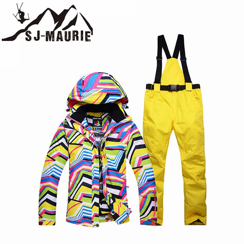 SJ-Maurie, лыжная куртка, женский лыжный костюм, водонепроницаемый, сноуборд, костюм, уличная, зимняя, теплая, походная, лыжная куртка+ штаны для девочек, зимний костюм - Цвет: 07