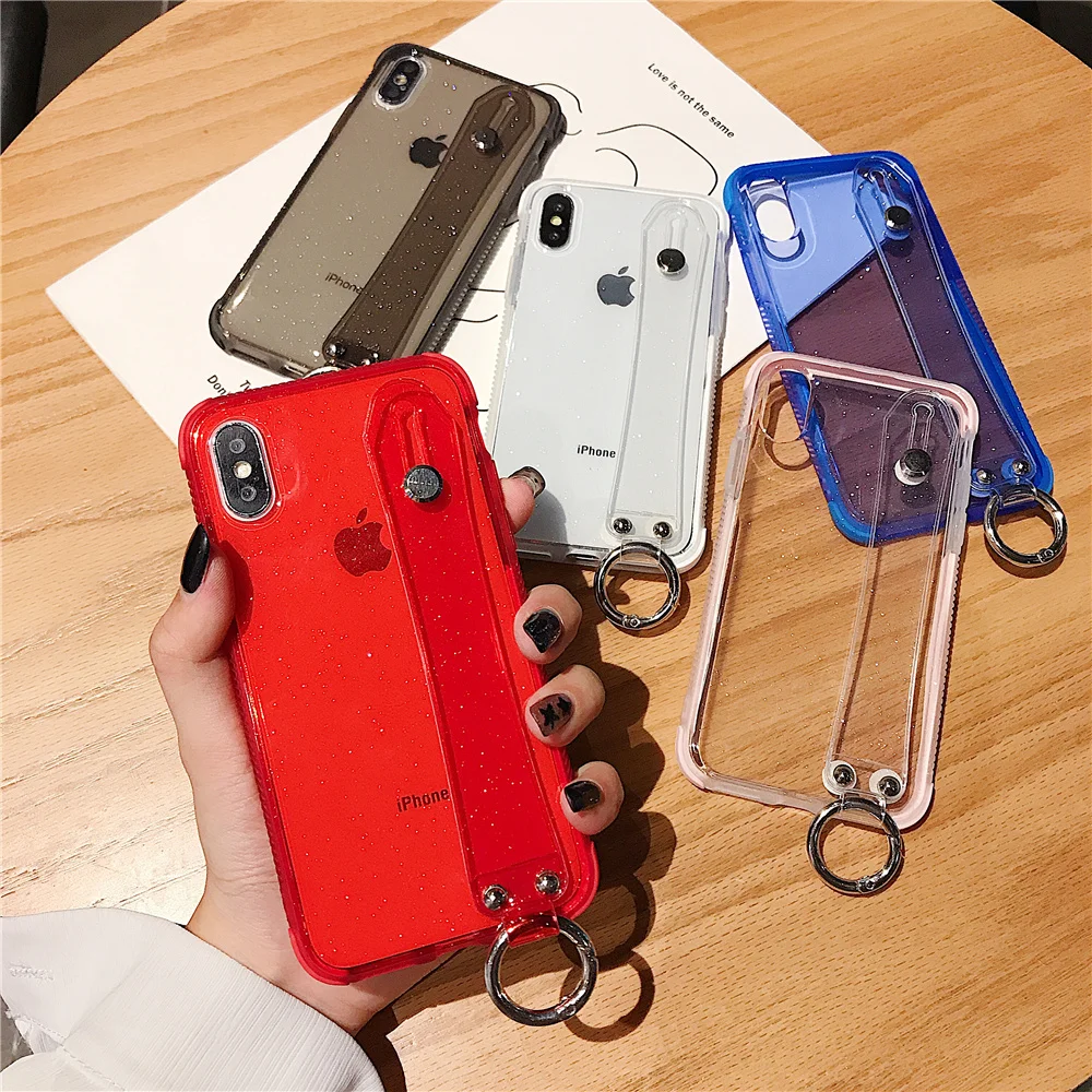 NFH Тонкий блестящий браслет ударопрочный чехол для iPhone 6 6S Plus X XS XR XS Max 7 8Plus силиконовый браслет чехол-подставка