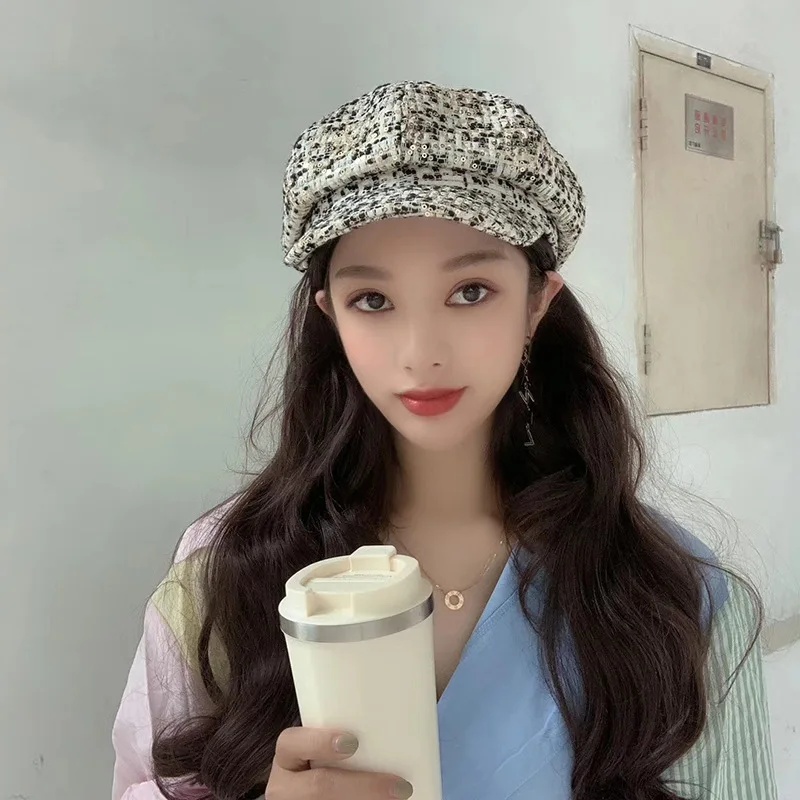 Новинка 2019 женские шапки твидовые клетчатые кепки газетчика кепка с плоским