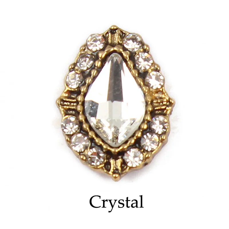 Pear Crystal 20 шт./лот ретро сплав гвозди Шарм хрустальные бриллианты СТРАЗА под камень дизайн ногтей Декор ювелирные изделия аксессуары Стразы - Цвет: Pear Crystal