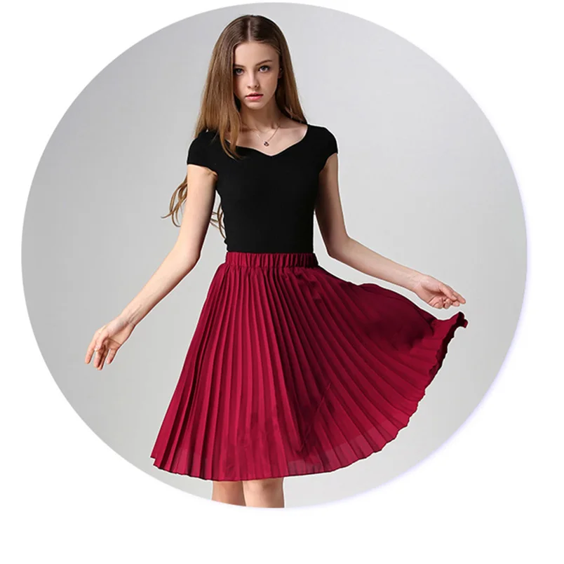 

Women Chiffon Pleated Skirt Vintage High Waist Tutu Skirts Womens Saia Midi Rokken 2021 Summer Style Jupe Femme Skirt