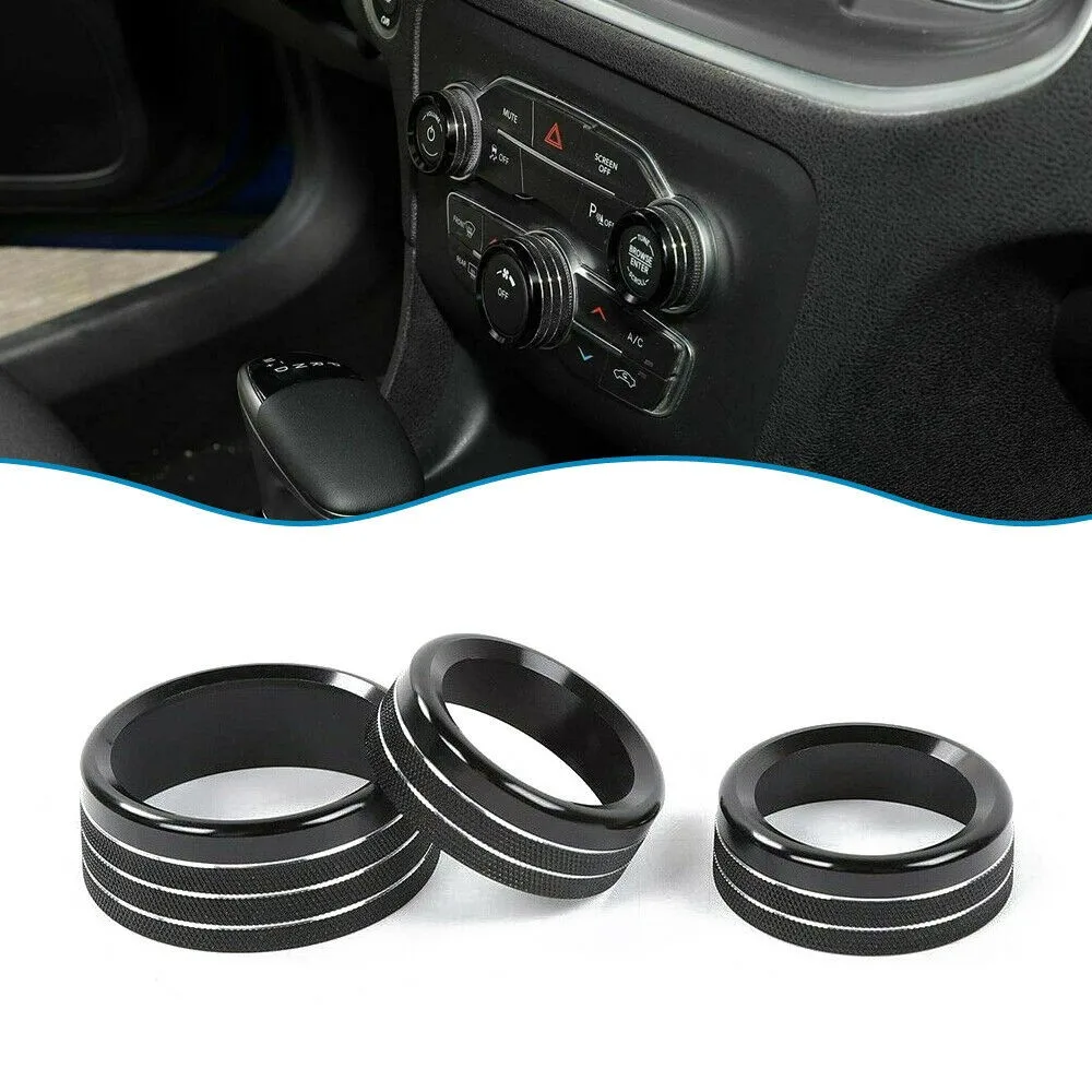 

For Dodge Ram Switch Button Ring Trim Knob Covers Switch Volume 3pcs AC