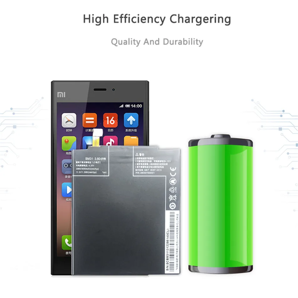 

BM31 Mobile Phone Battery For Xiaomi M3 Mi3 Xiao Mi 3 BM 31 BM-31 3050mAh with Track Code