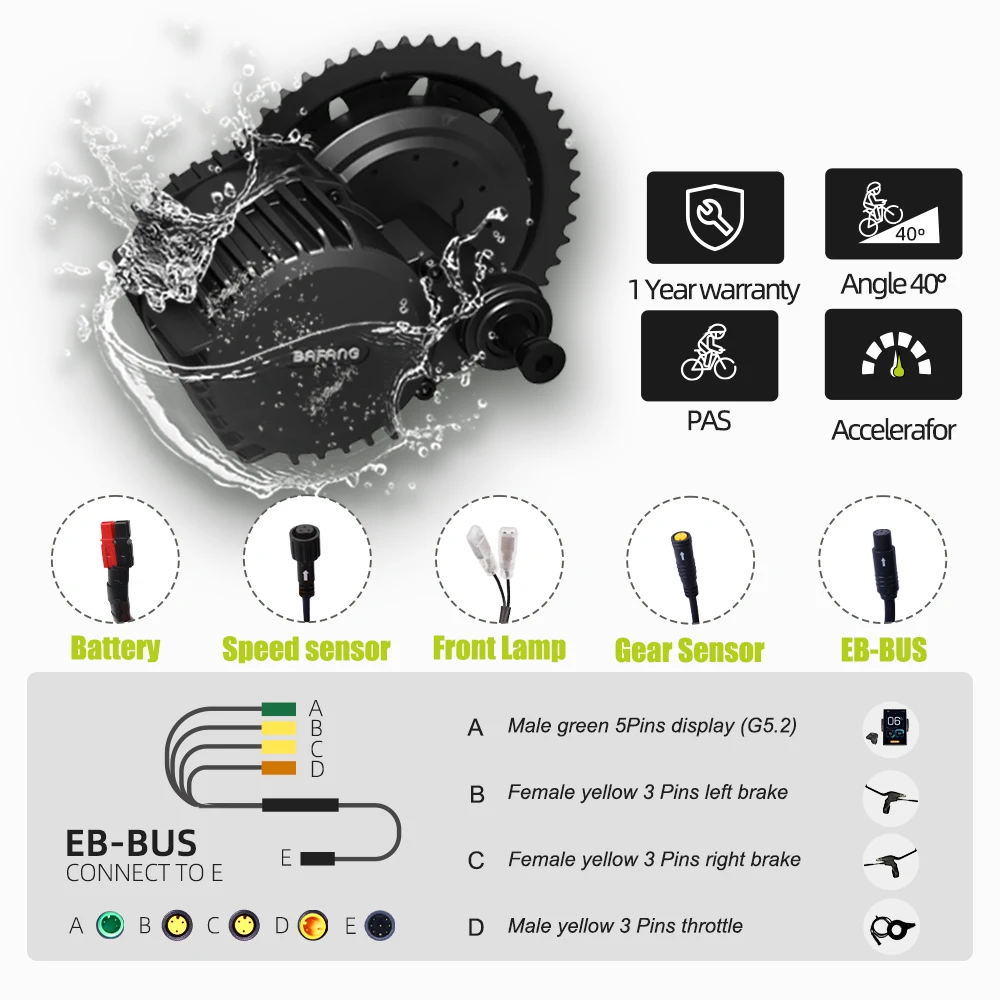 Мотор Bafang BBSHD BBS03 48 В 52 в 1000 Вт 18650 Ач литиевая батарея|Двигатель для