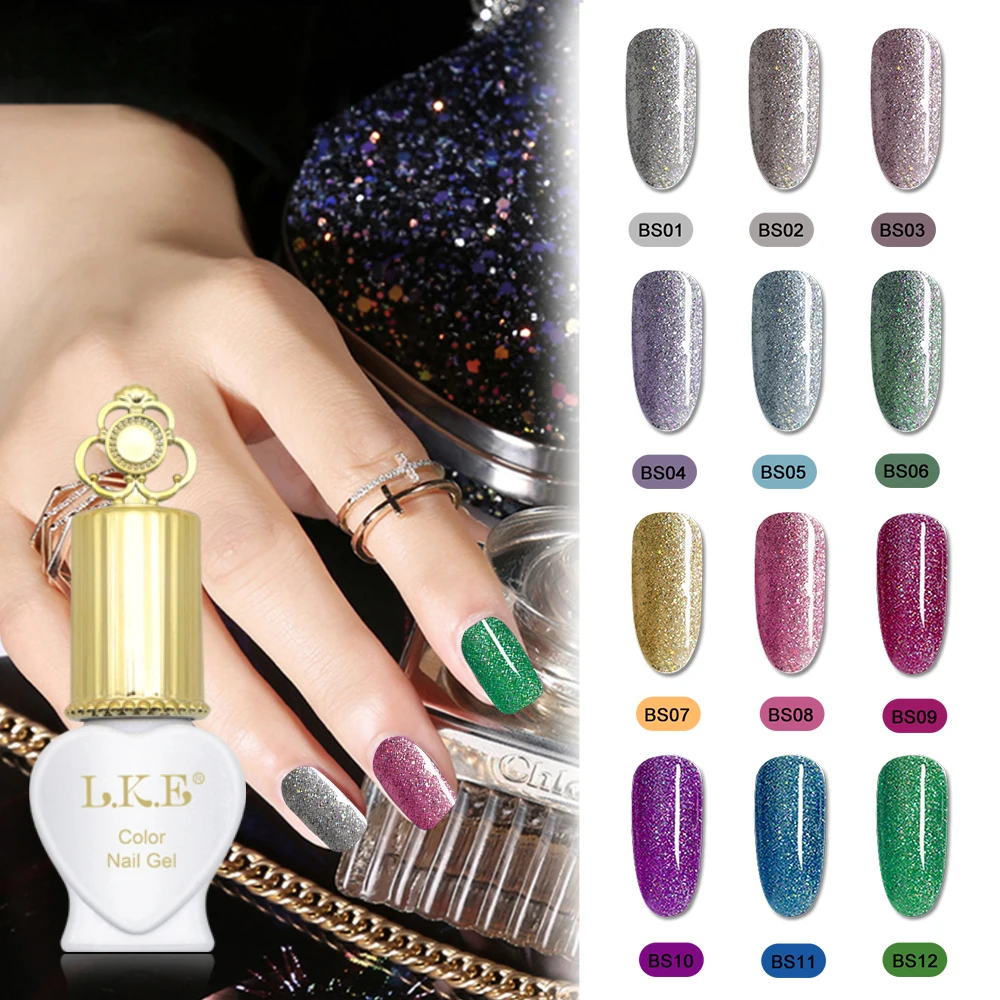 Супер цветные гелевые краски Кристальный лак LKE для дизайна ногтей Блестящий