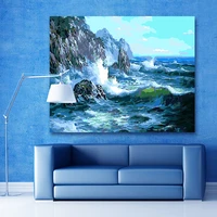 water spray sea reef hokkaido blue ocean paint by number art painting by numbers water ripple heart and soul seaside